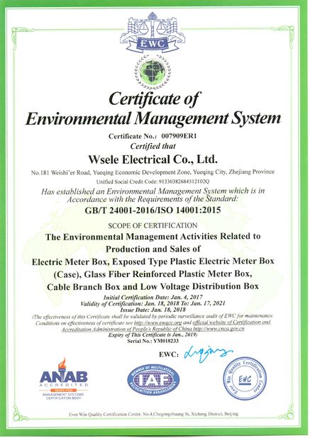 Chiny WSELE ELECTRIC CO.,LTD. Certyfikaty